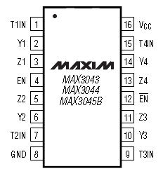 MAX3044, 5-вольтовый счетверенный передатчик RS-485/RS-422 с защитой от электростатического разряда ±10 кВольт